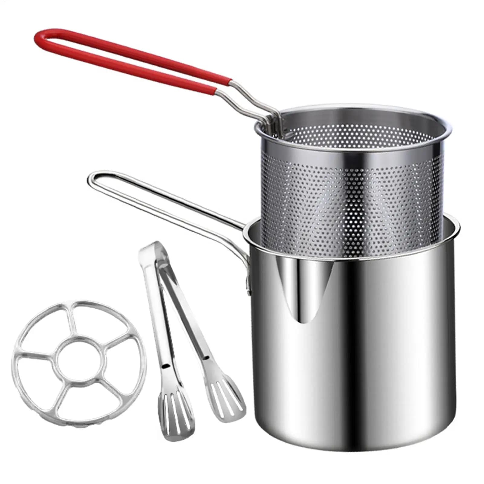 Stainless Steel Frying Pot Save Spacious for Snacks, Chicken Feeders, Fries, Desserts, Domestic Kitchen and Restaurant