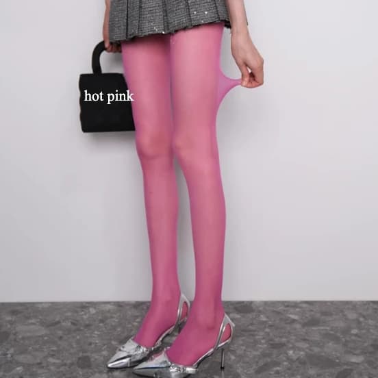 Erotico Hot Pink Collant velato Coscia alta Bodystockings Collant quotidiano da donna Lingerie sexy Dea Calze fuori indossare medias