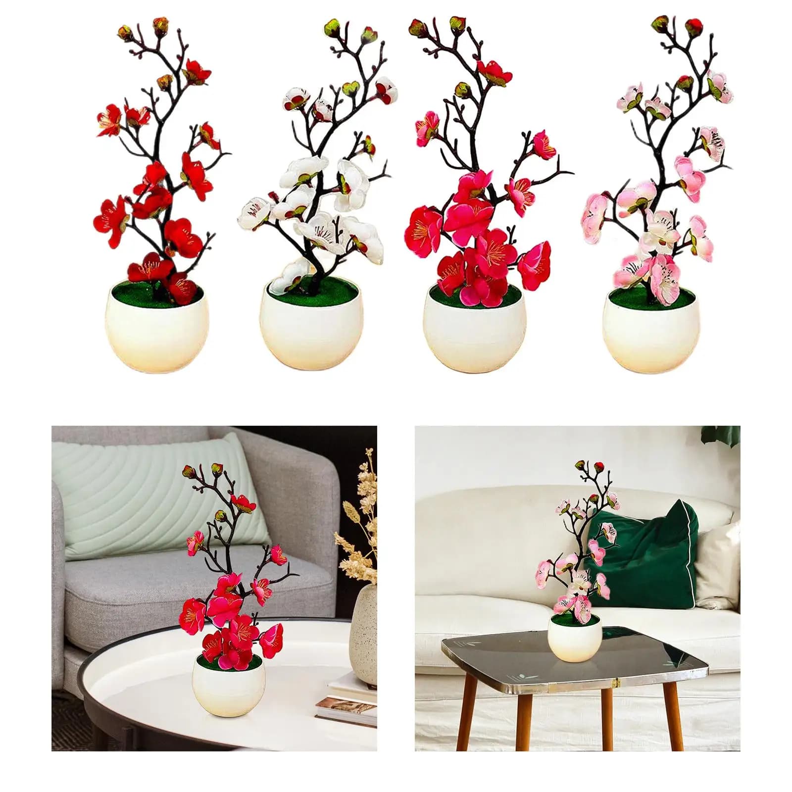Plum Blossom Fiori artificiali Casa Pianta finta Ornamenti per composizioni in vaso