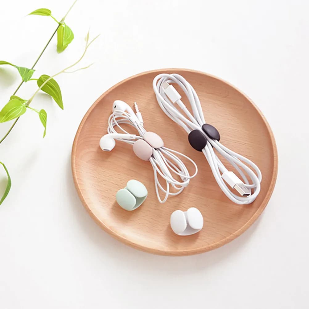 4Pcs Compact Cable Ties Organizer Portable Earphone Cable Wrap USB Wire Clamp Anti Lost Line Clasp for Chargers Mice Cords