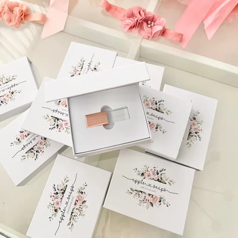LOGO personalizzato Chiavetta USB 2.0 in cristallo oro rosa 128 GB 64 GB 32 GB 16 GB 8 GB 4 GB 2 GB con scatola bianca (spedizione entro 24 ore)