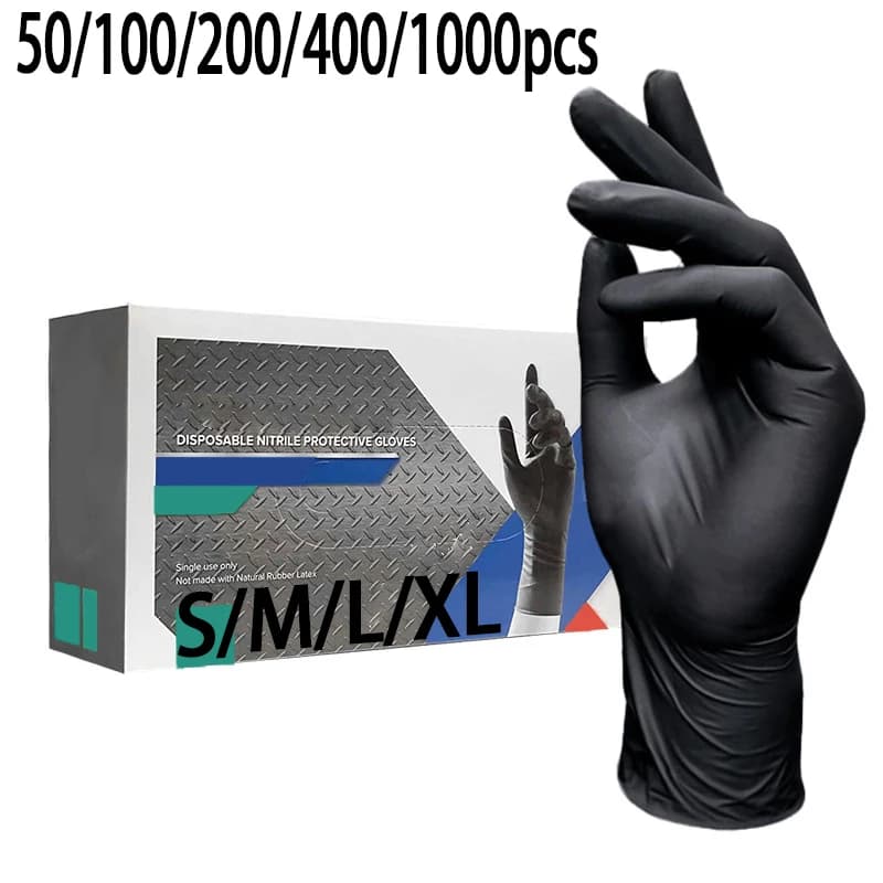 50/100/200/400/1000 pezzi guanti monouso in nitrile nero per uso alimentare, guanti da cucina per la casa, guanti quotidiani, guanti per la pulizia