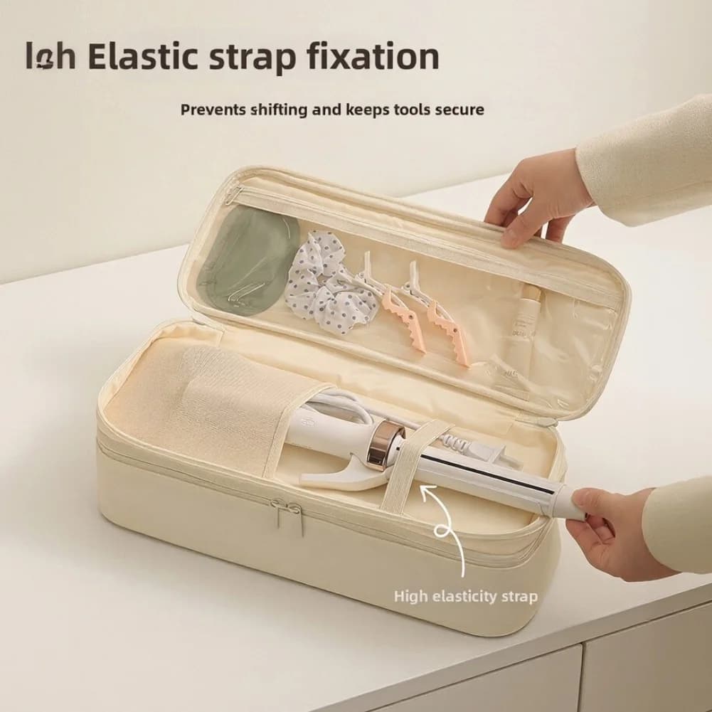 1Pc Large Capacity Double Layer Hair Dryer Storage Bag Travel Organizer Pouch For Curling Iron Hair Straightener Hair Styling