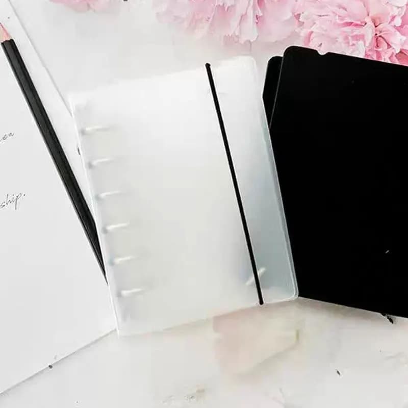A7 PVC PP Transparent Loose Leaf Binder Notebook Cover Note Book Journal Planner Paper Cover Office Stationery Supplies