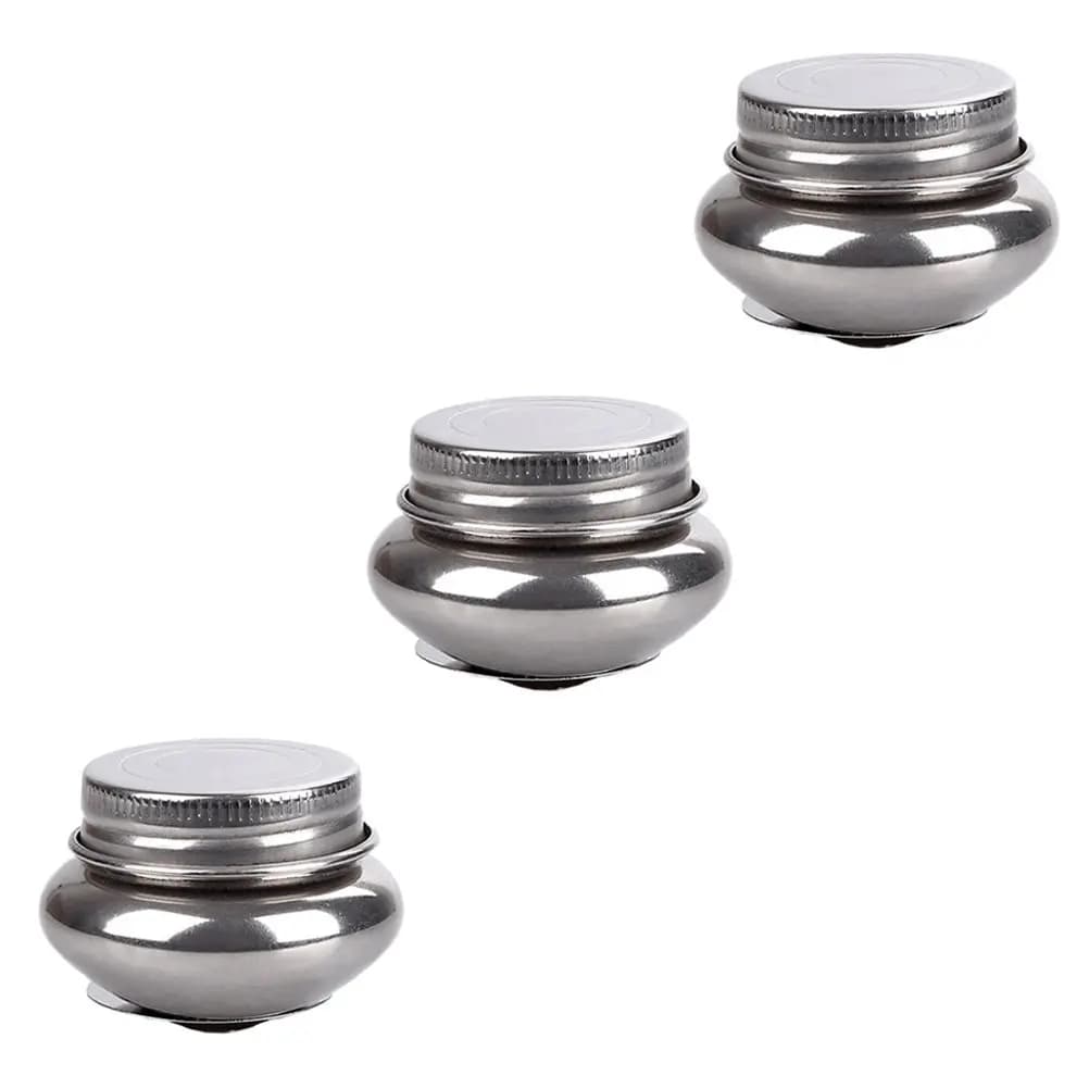 Set di 3 Contenitori per Lavaggio Pennelli in Acciaio Inox con Coperchio Rimovibile per Pennelli da Pittura e Acquerello