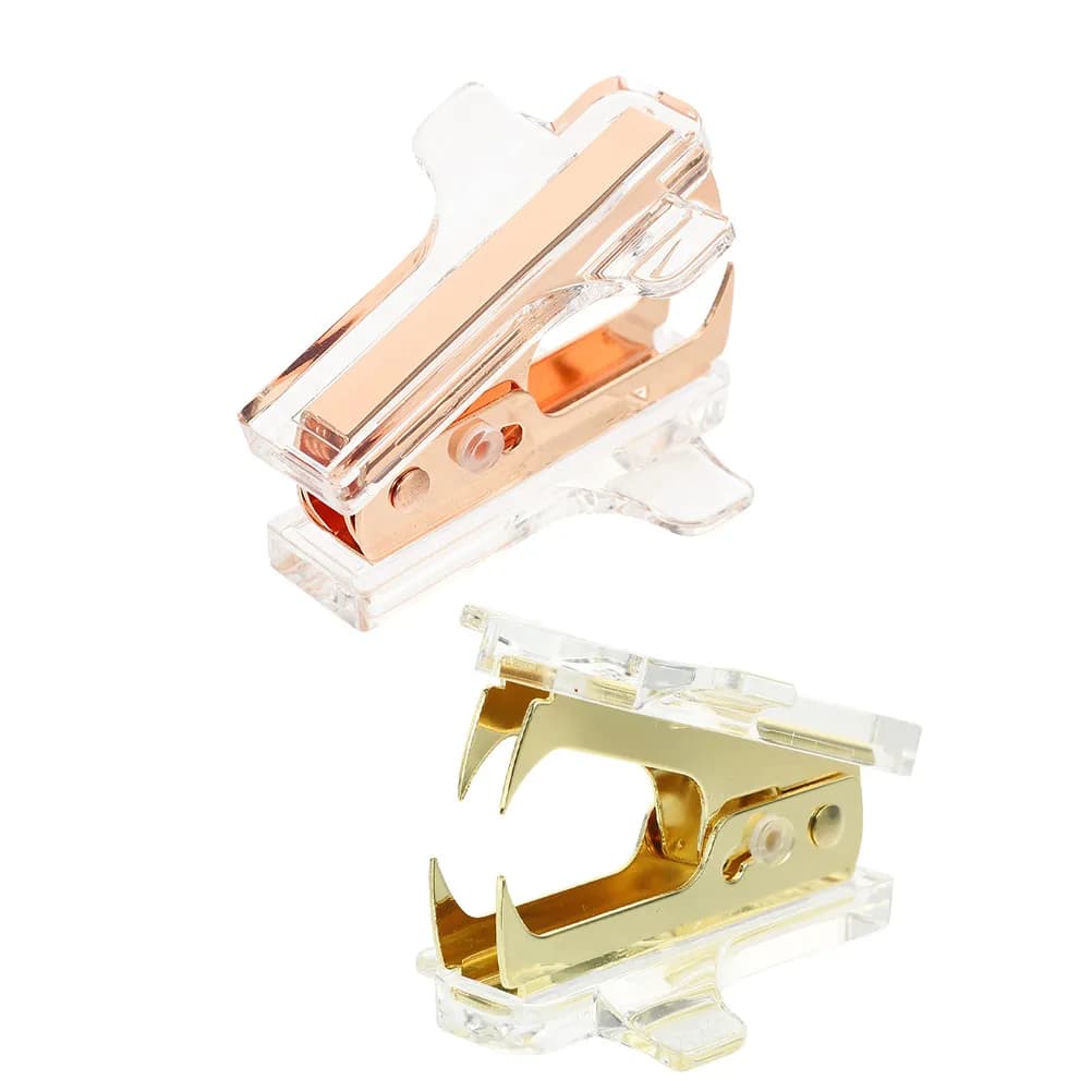 2 Pezzi Mini Smagliacapitoli Portatile, Smagliacapitoli in Metallo Resistente per Ufficio, Strumento Ergonomico di Piccole Dimensioni per la Rimozione delle Graffette