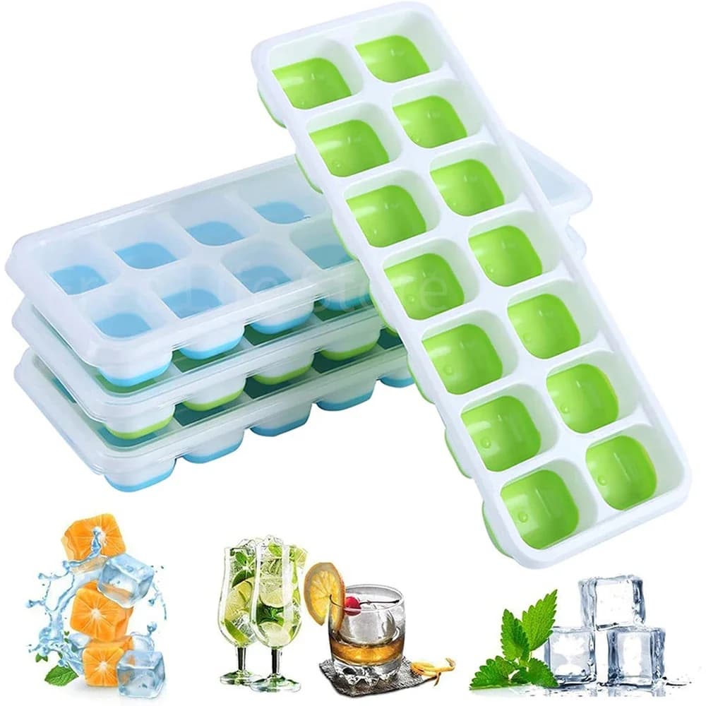 Stampi per Cubetti di Ghiaccio in Silicone Riutilizzabili con Coperchio, 14 Scomparti, Super Facili da Sformare, per Whisky