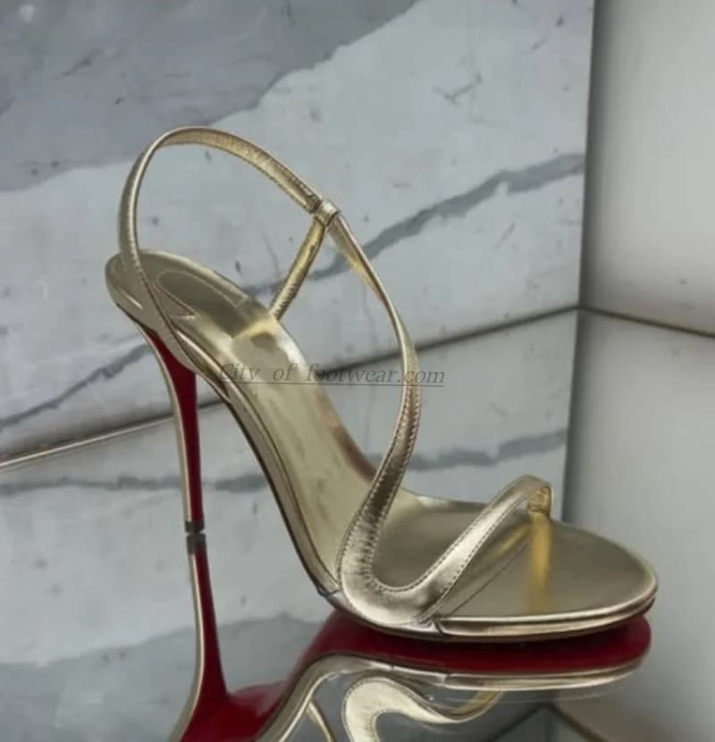 Metallic leather gold sexy sandals for women stilettos pink/black/nude party high heels summer new in luxury designer shoes
