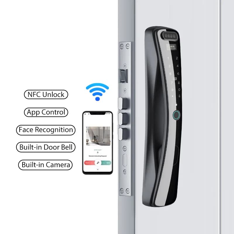 3D Face Unlock Door Lock With Camera Remote Doorbell Tuya Wifi Fingerprint Smart Face Recognition Lock Supporting NFC Unlock