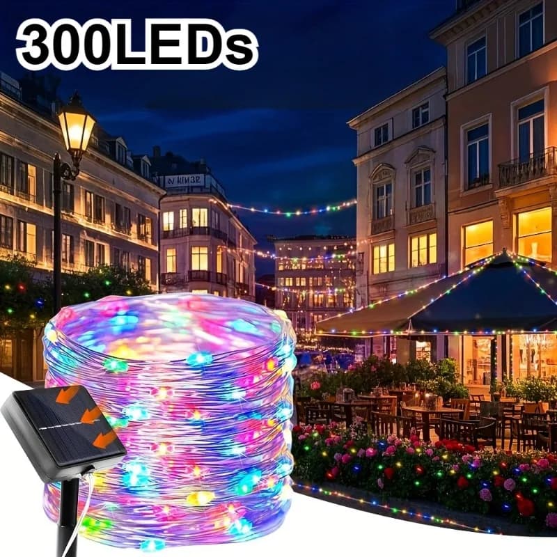Luci a corda solari per esterni Lucine a LED con filo di rame a 8 modalità per la decorazione di Halloween di nozze di alberi di feste di Natale