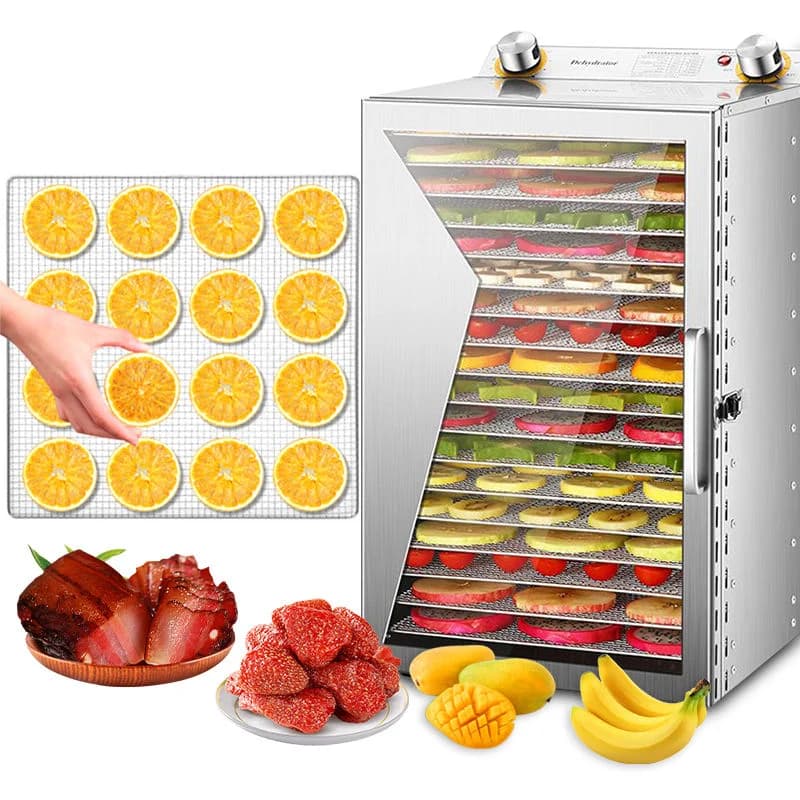 Essiccatore Alimentare Multifunzionale in Acciaio Inox per Uso Domestico e Commerciale, Macchina per Disidratazione di Verdure, Carne e Frutta
