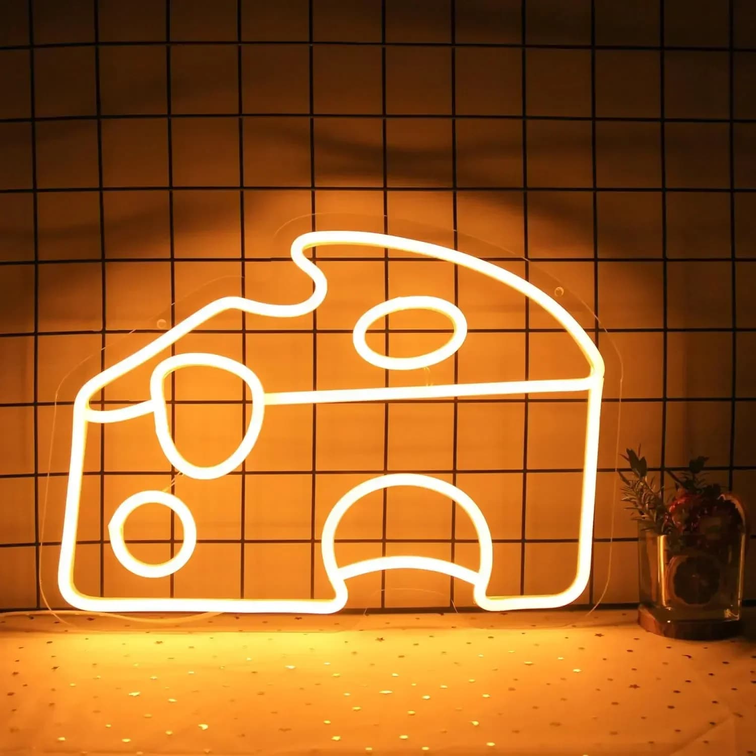 Insegna Luminosa al Neon a Forma di Formaggio, USB Dimmerabile, Decorazione da Parete per Gelaterie, Man Cave, Soggiorno, Regali per Feste di Compleanno