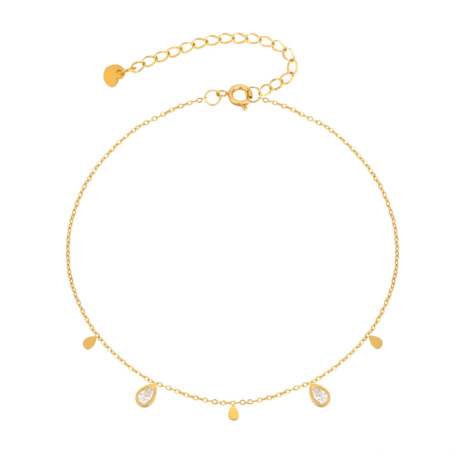 Cavigliera delicata con zirconi a goccia d'acqua per donna, cavigliere a catena in acciaio inossidabile color oro, regali di gioielli squisiti