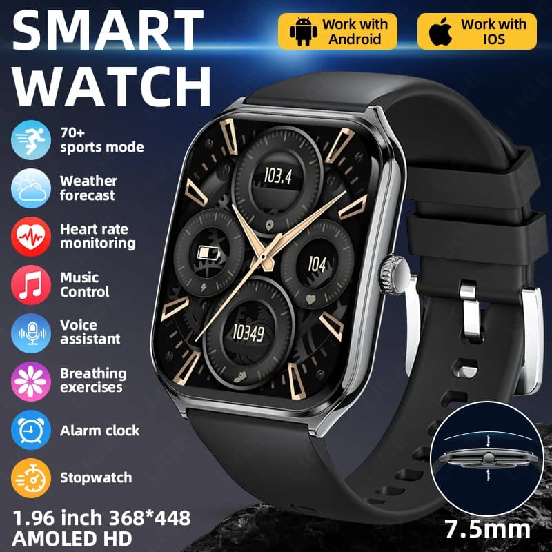 LIGE Smartwatch Ultra-Sottile da Donna con Display AMOLED HD da 1,96" (368*448 Pixel), Sempre Attivo, Notifiche Chiamate, per Uomo 2026