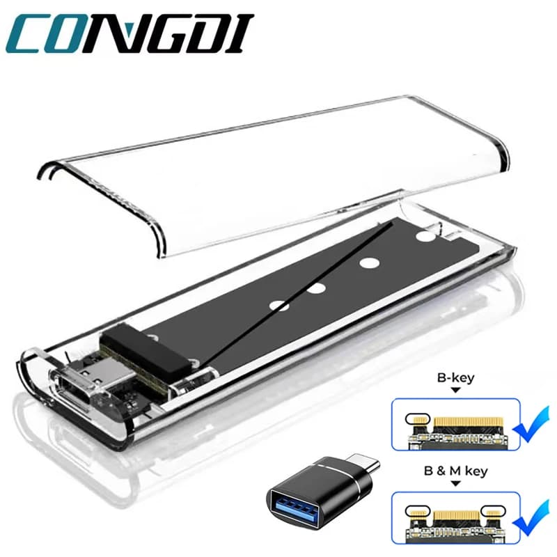 Custodia SSD M.2 Custodia per disco rigido NGFF SATA Tipo C Custodia SSD esterna trasparente USB 3.1 per custodia per disco rigido NGFF M.2 2230 2242 2260 2280