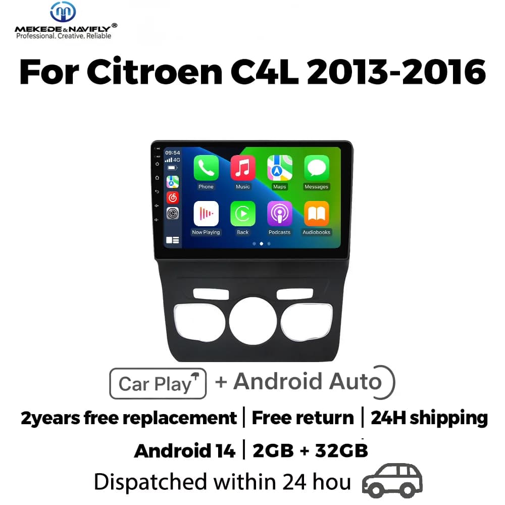 Sistema Audio Intelligente Android 14 MEKEDE&NAVIFLY per Auto, Autoradio per Citroen C4 C4L DS4 2013-2016, Lettore Multimediale GPS con Carplay