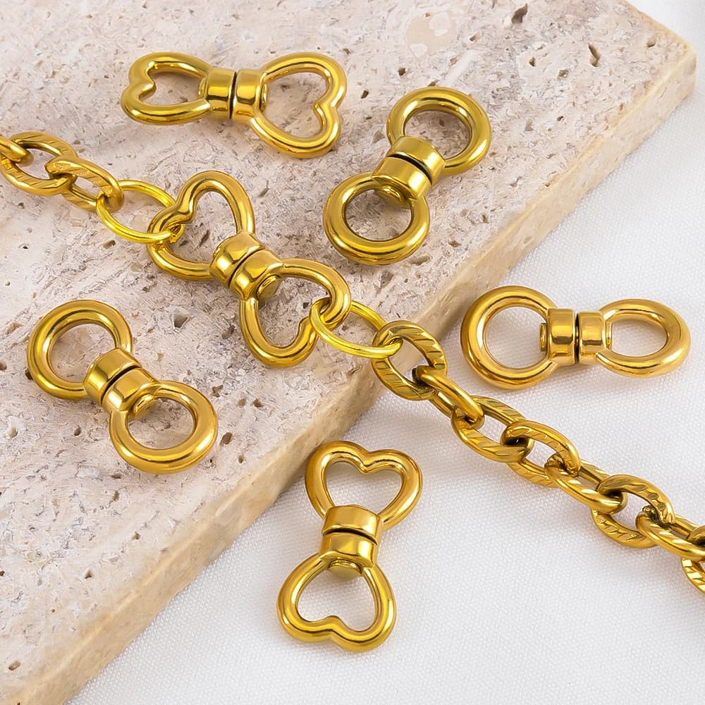 1/2/5Pcs Stainless Steel Heart Rotating Buckle Keychain Chain Connectors For DIY Jewelry Making Necklace Accessories Findings