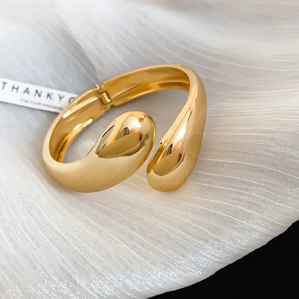 Bracciali a Goccia d'Acqua Color Oro e Argento, Design Irregolare con Motivo Intrecciato, Bracciale Aperto Stile Punk, Bracciali Geometrici