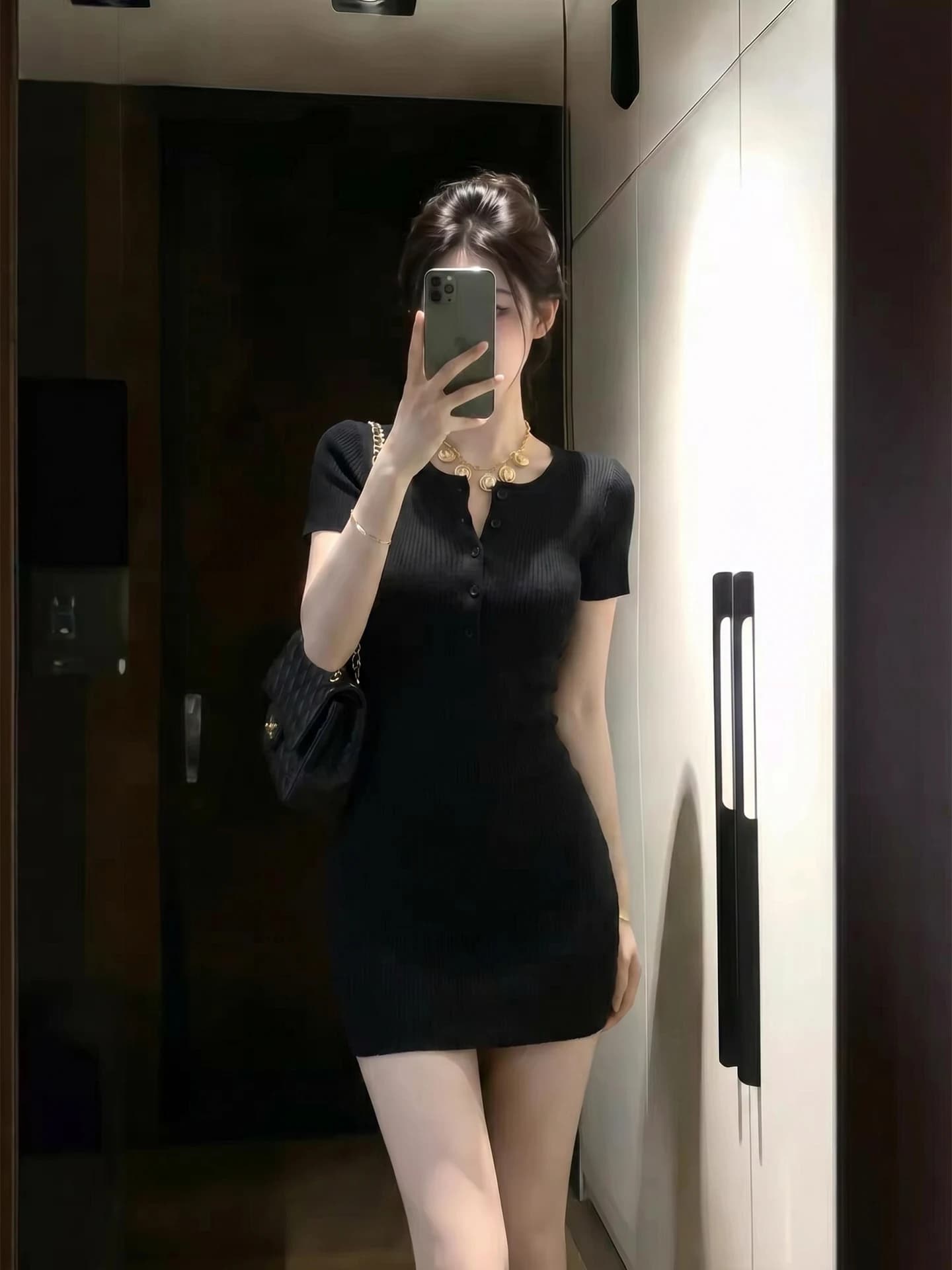 Retro High-End Black Dress Women's Summer Sexy Spicy Girl Waist-Cinching Slimming Short Skirt Commute Korean Style Soft PU Ma...