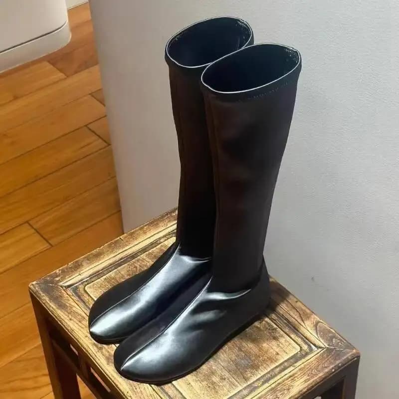 Stivali Alti da Donna con Suola Piatta, Caldi e Comodi per il Pendolarismo, Nuovi Stili Autunno Inverno, Stivali da Cavaliere Elasticizzati alla Moda