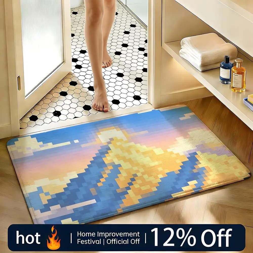 Tappeto Morbido Assorbente Antiscivolo, Tappetino Artistico a Blocchi Pixel, Decorazione per la Casa, Zerbino, Tappetino per Camera da Letto, Tappeto per Doccia