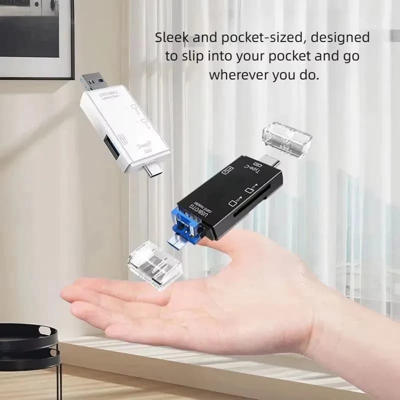 SD Card Reader USB C Card Reader 6 In 1 USB 2.0 TF/Mirco SD Smart Memory Card Reader Type C OTG Flash Drive Cardreader Adapter