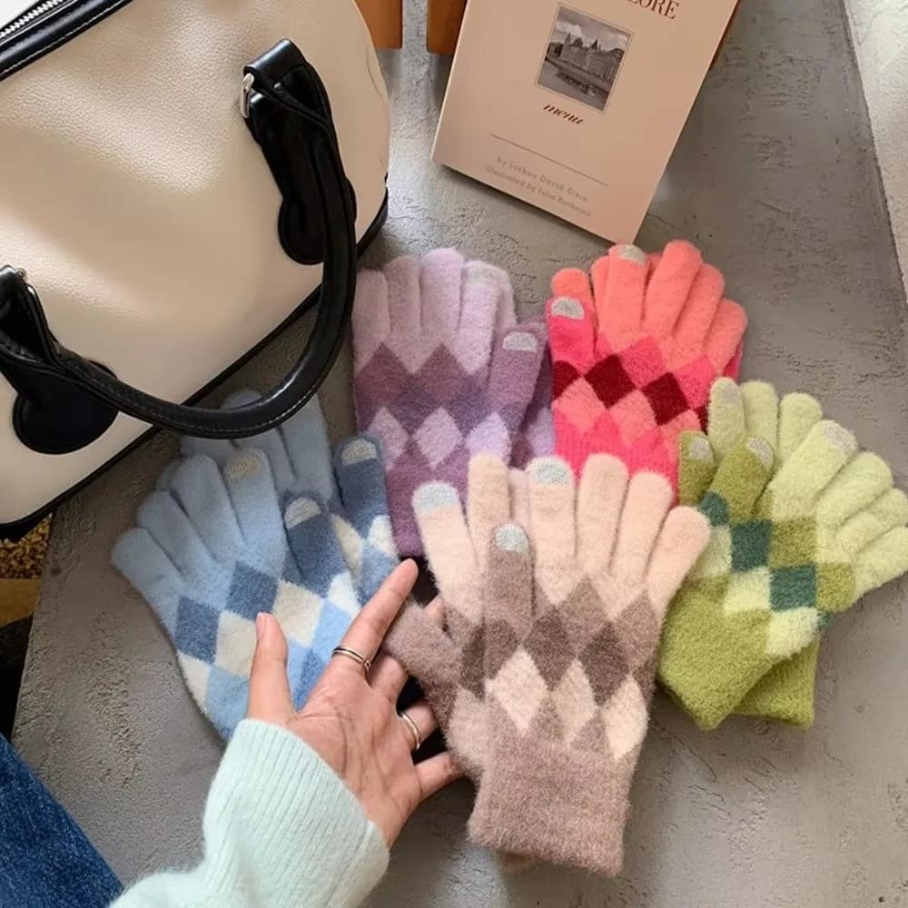 Moda Mantieni caldo Guanto lavorato a maglia Touch Screen Guanto da ciclismo invernale antivento Guanto da donna a prova di freddo femminile
