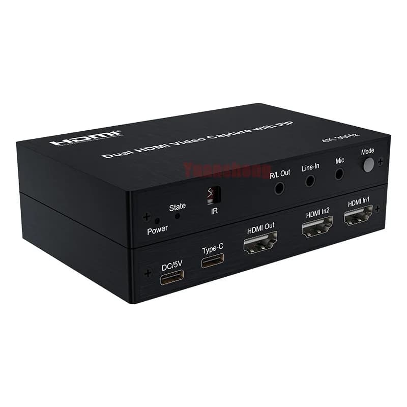 Acquisizione video doppia HDMI 4K 30 Hz con sorgenti di segnale PIP 2 in una sola uscita composita per lo schermo in streaming live