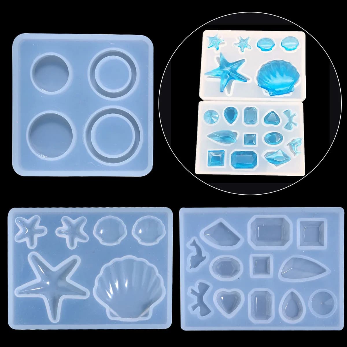 Stampo in silicone per ciondolo orecchino Conchiglia Stella marina Delfino Stampo in resina epossidica per ornamenti fai da te Collana Charms Artigianato in resina epossidica