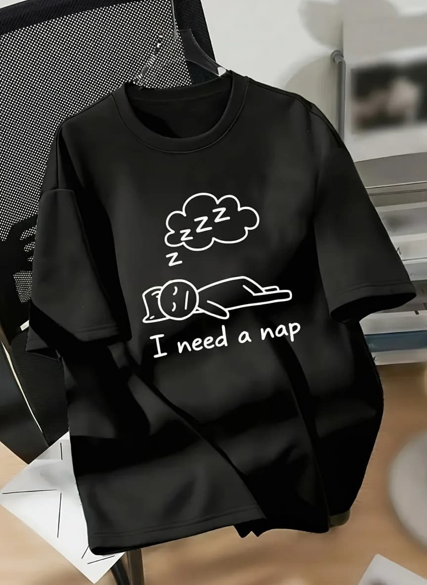 T-shirt grafica unisex Ho bisogno di un pisolino T-shirt stampata Abbigliamento casual Camicia estiva in tessuto morbido T-shirt estetica Design alla moda