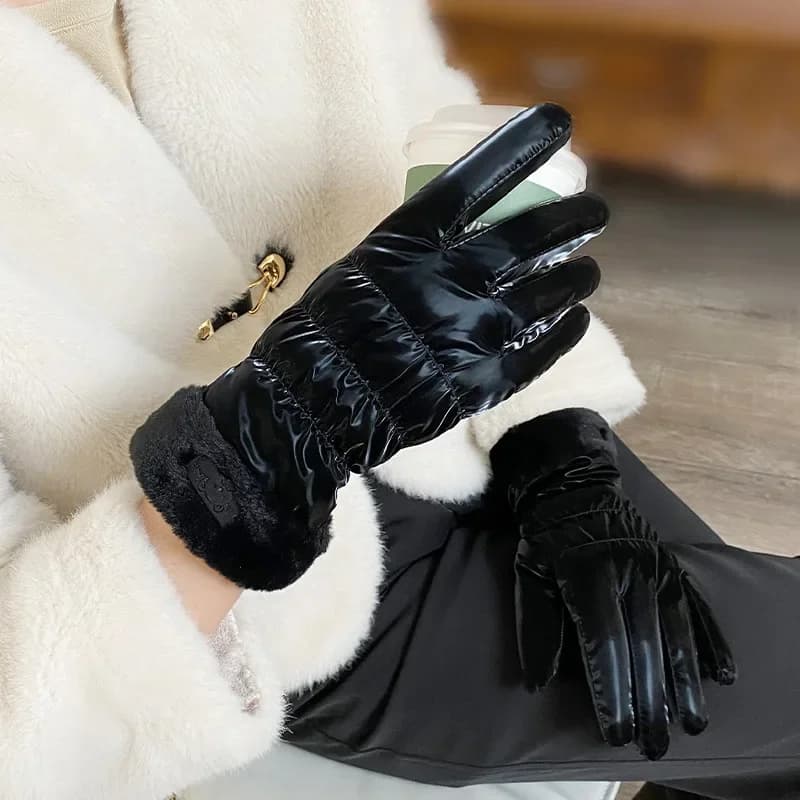 Guanti da orso carino per donna in inverno con touch screen caldo in velluto Guida all'aperto Ciclismo Sci Guanti impermeabili antivento