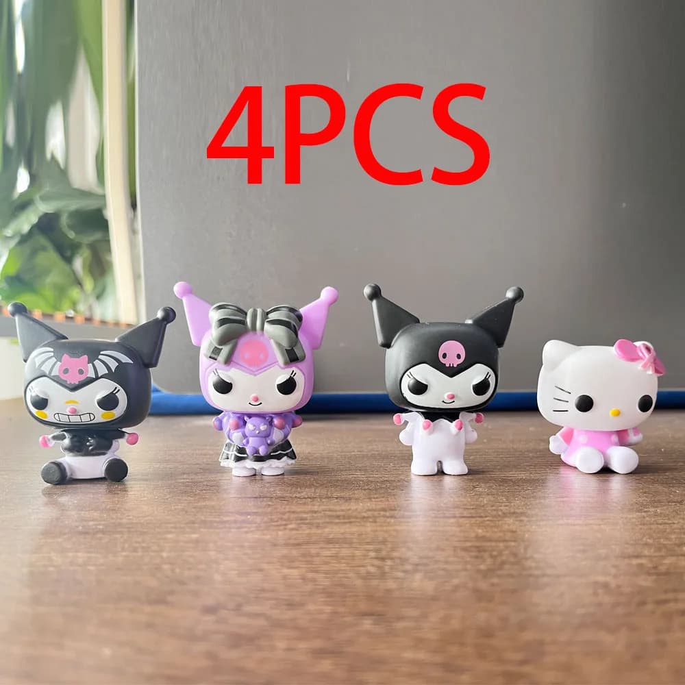 Set da 4 pezzi da 5-7 cm, anime Sanrio Hello Kitty POP, action figure, giocattoli, simpatiche figurine Kuromi Mymelody Cinnamorol, regalo di Natale