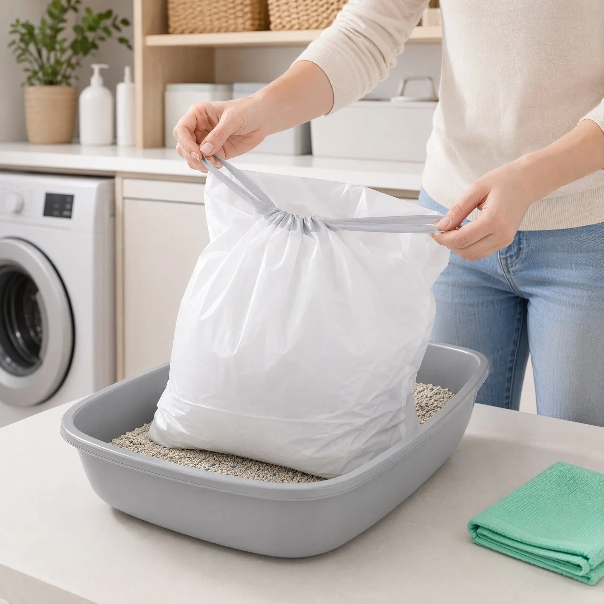 20pcs Plastic Toilet Thickened Drawstring Large Capacity Durable Pet Litter Pouch Practical Cat Poop Bag Cat Litter Box Bag