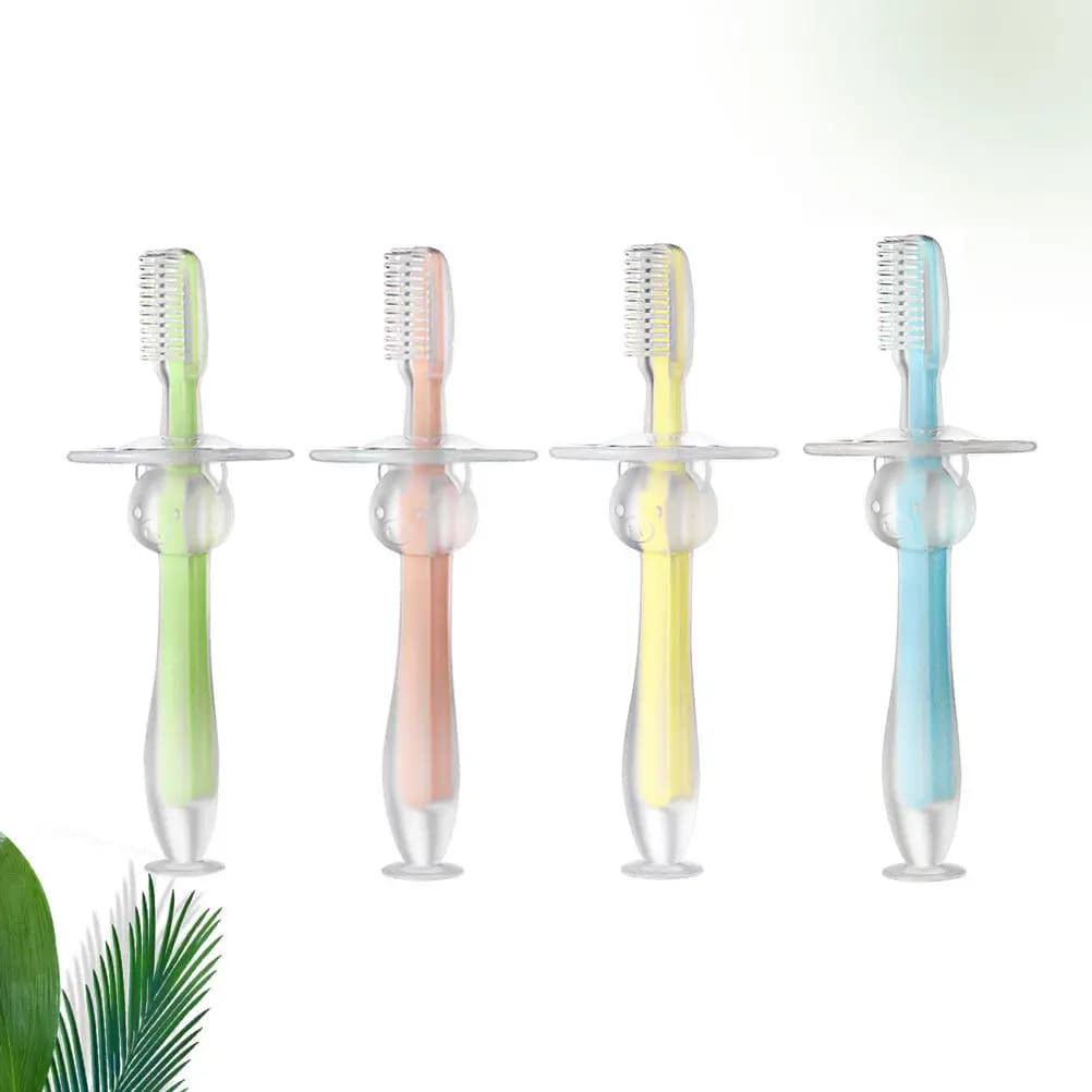 4Pcs Baby Toothbrush Silicone Teether Soft Bristles Toddler Teeth Cleaner Infant Training Oral Care Silicone Teether