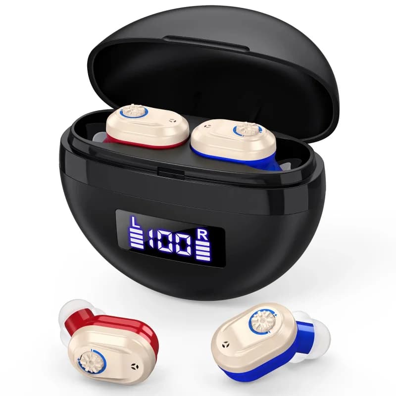 Amplificatori acustici ricaricabili, auricolari con riduzione intelligente del rumore, cuffie amplificatrici del suono, comfort eccezionale per l'udito