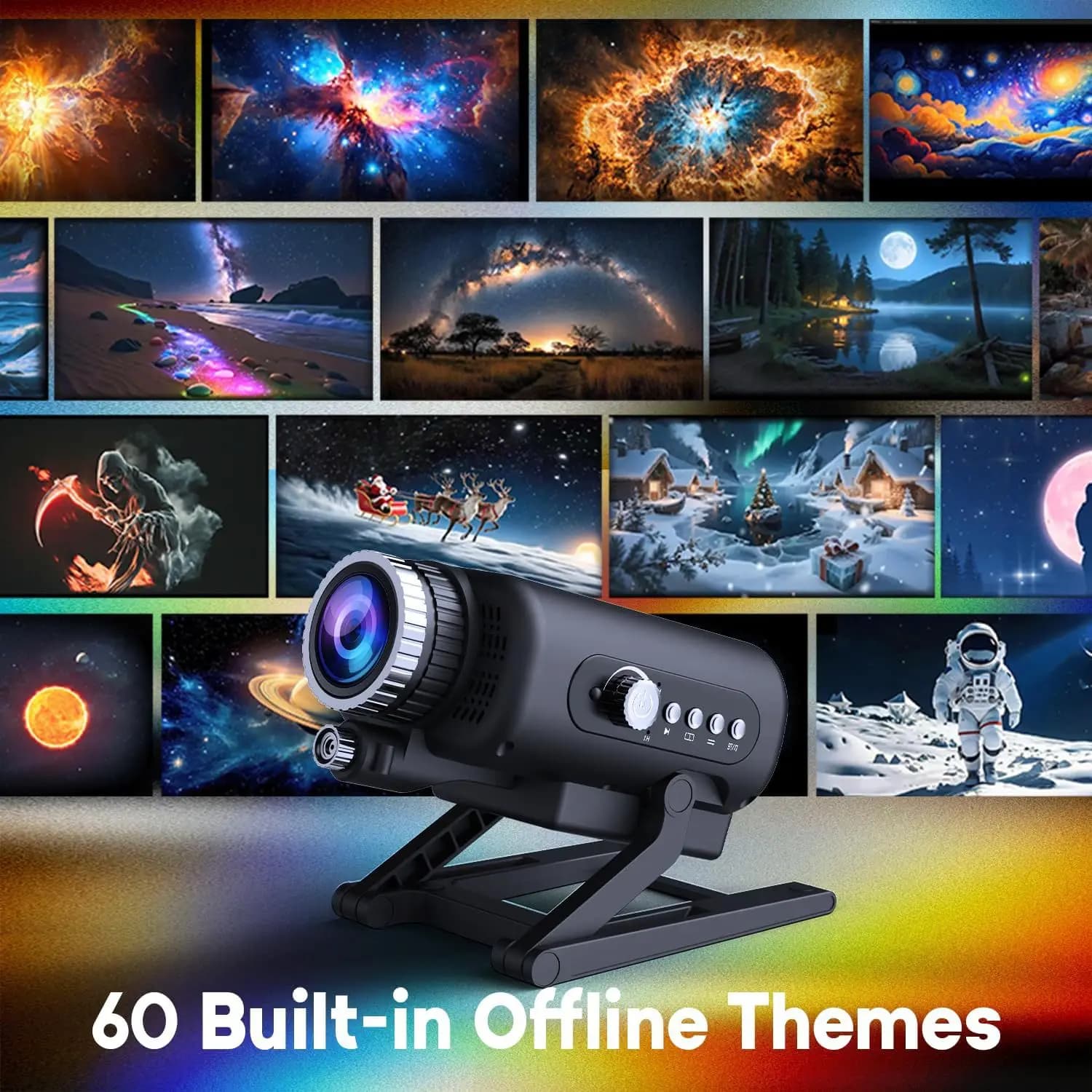 2026 Nuovi arrivi Proiettore olografico 3D Luce ambientale con altoparlante Bluetooth 60 temi di proiezione Lampada per proiettore Galaxy Space