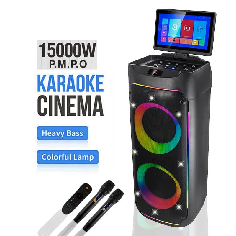 AV Peak Power 15000W Portable Party Speaker 11.6" HD Display Tweeter Android 12.0 /WiFi For Outdoor Use Karaoke Machine CH-2801