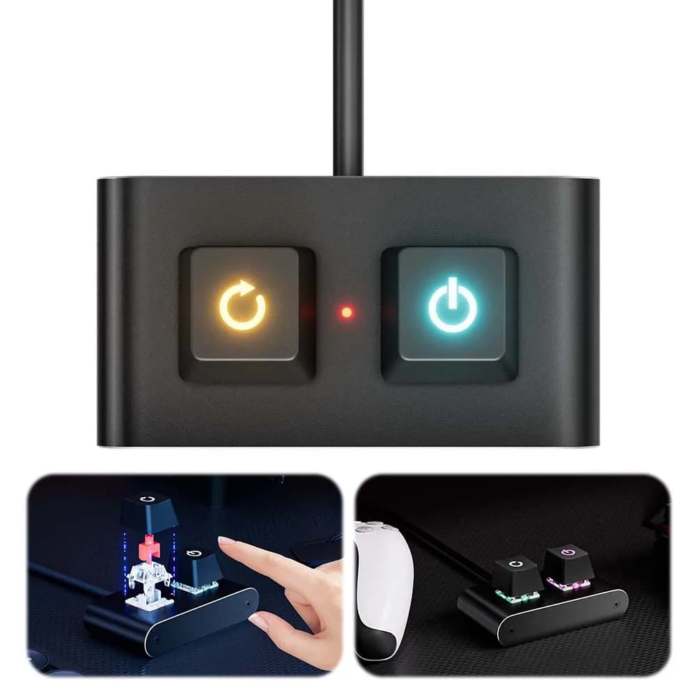 Interruttore Splitter da Scrivania con LED Colorati, Pulsante di Accensione/Spegnimento e Reset, Pulsante LED HDD per Alimentazione Esterna, per Casa e Ufficio