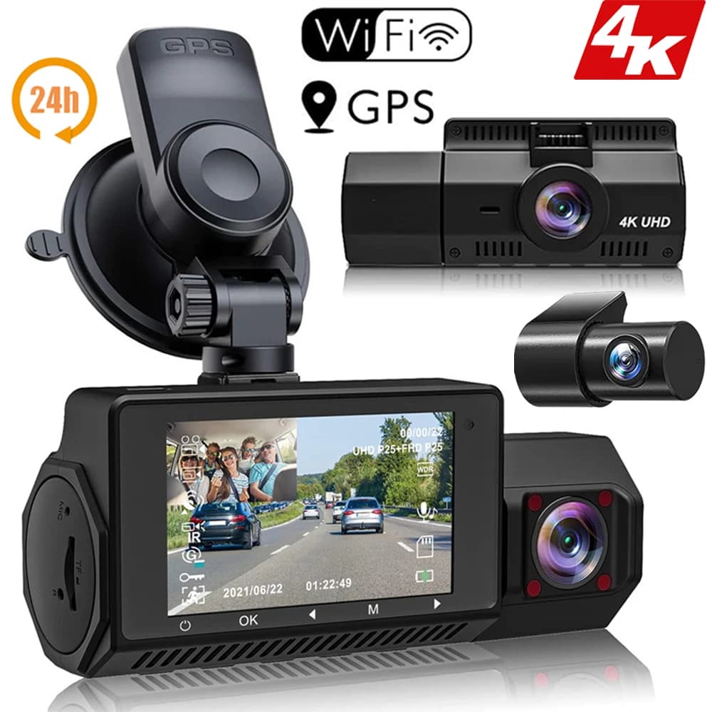 4K Dash Cam WiFi UHD 3840*2160P DVR per auto per telecamere di sorveglianza per auto videoregistratori Dashcam 24H Monitor di parcheggio