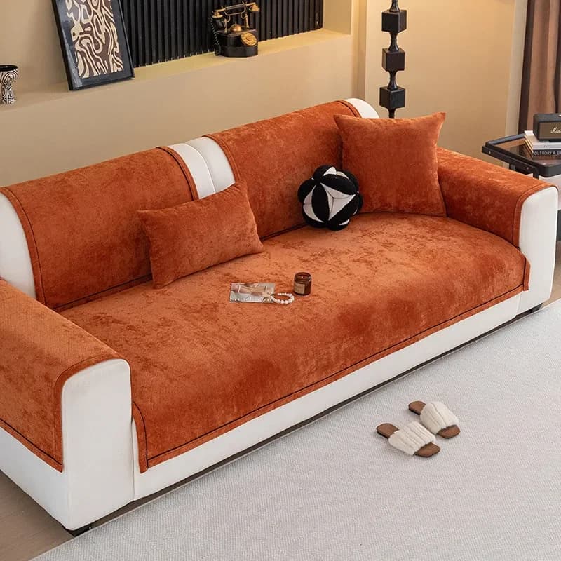 Solid Color Sofa Cover Wear Resistant Non-Slip Durable Dustproof Chair Pad Prevent Cat Scratching Seat Cushion Home Decor