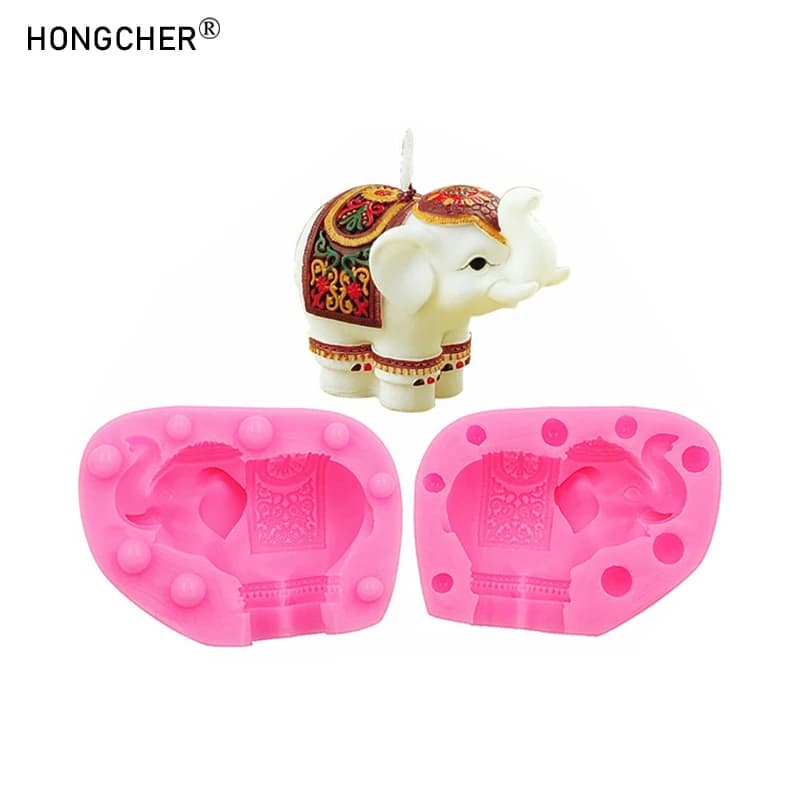 3D Elephant Aroma Candle Silicone Mould DIY Handmade Art Plaster Aroma Decoration Ornament Chocolate Cake Decoration Molds