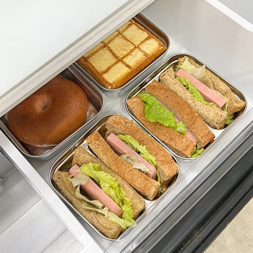 Contenitore Multifunzionale Quadrato in Acciaio Inox per Pranzo, Ermetico, con 1/2 Scomparti, Scatola per Insalata Impilabile, Contenitore per Alimenti da Frigorifero