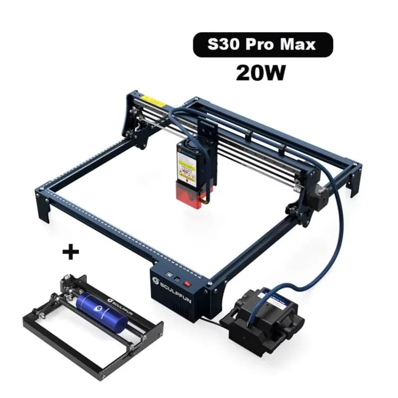 S30 Pro Max 20W Lente sostituibile Incisore laser Sistema automatico di assistenza aerea Macchina per incisione laser con rullo rotante
