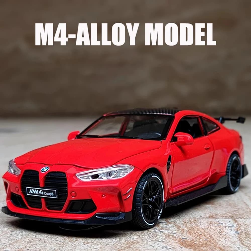 Scala 1:32 M4 X5 Modello di auto sportiva Porte giocattolo Suono aperto Luce Metallo pressofuso Modelli di veicoli in miniatura Giocattoli educativi per bambini
