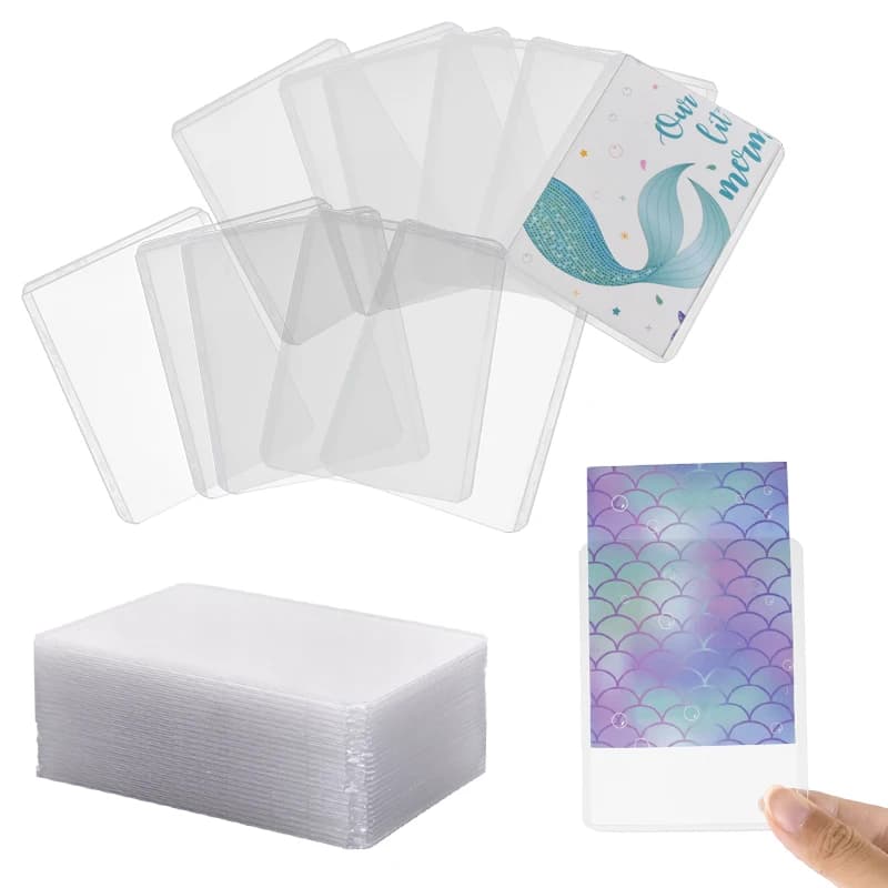 10 buste per carte in plastica trasparente, custodie per carte fotografiche, cartoline, raccogliere libri, etichette stazionarie, porta carte protettive