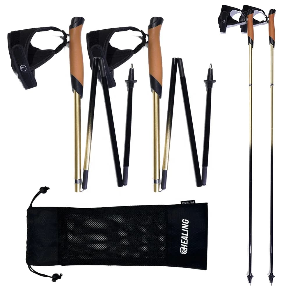 Carbon Fiber Trekking Pole Lightweight Anti-Slip Folding Hiking Stick Cane Climbing Camping Walking