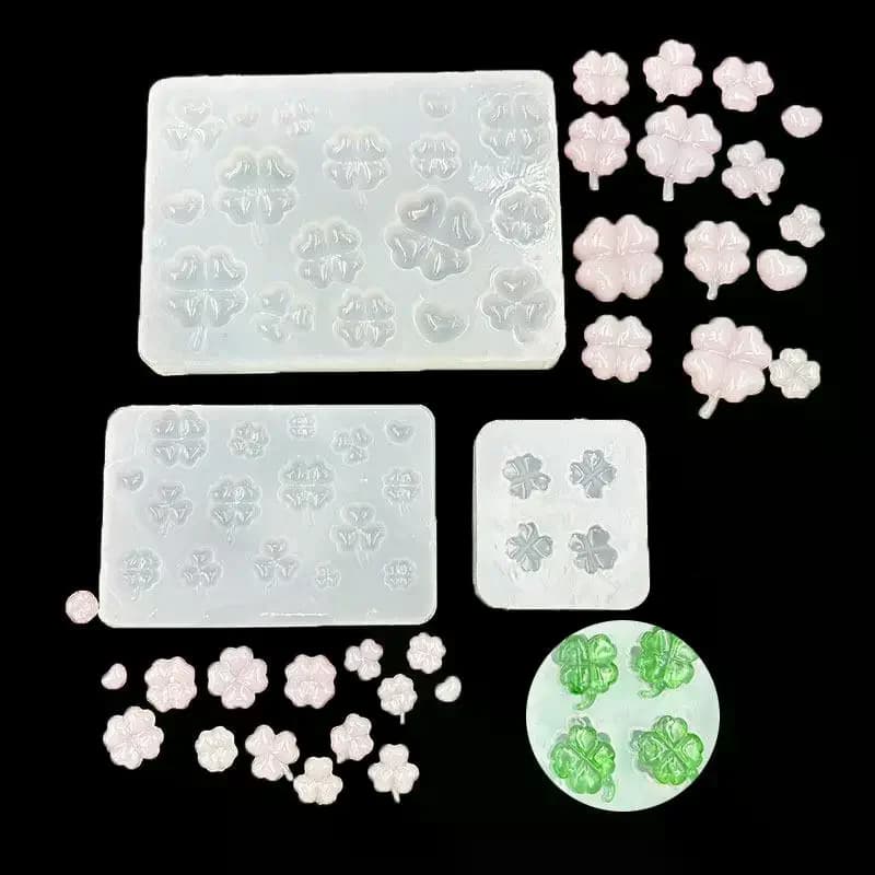 Stampo in Silicone per Resina a Forma di Quadrifoglio, per Creazione Fai-da-Te di Orecchini, Ciondoli e Portachiavi