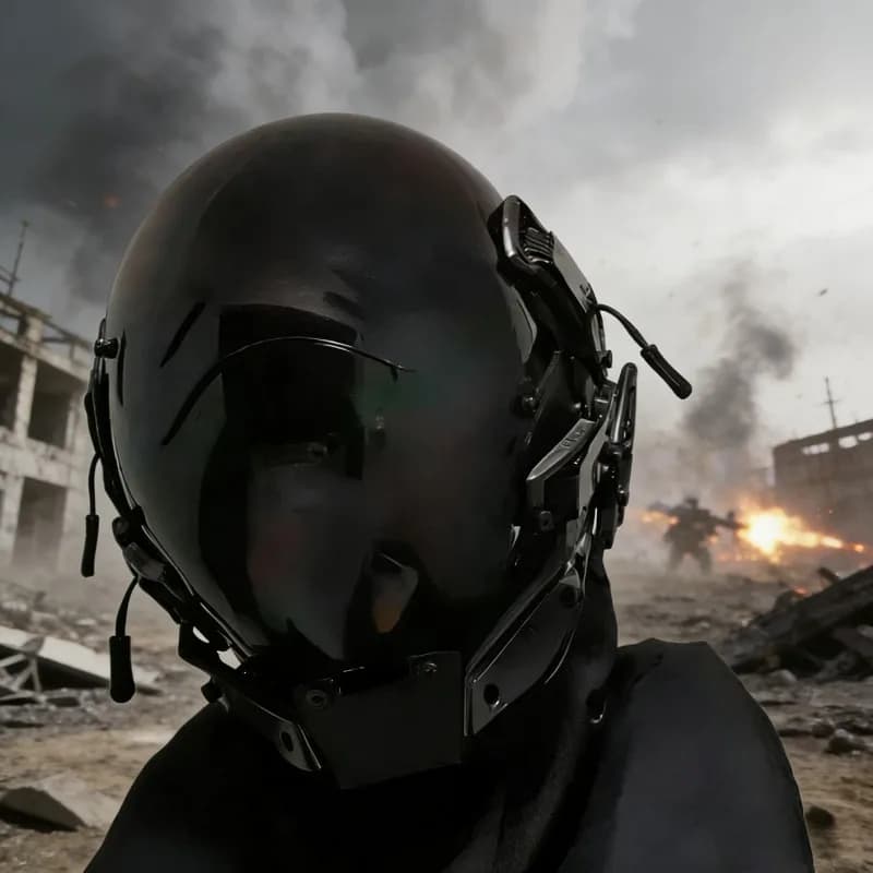Cyberpunk mecha style mask, integral light hood, trend-only accessory for music festivals and disguises.