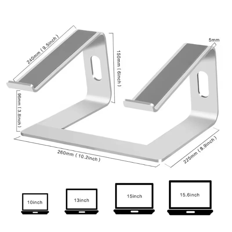 Supporto Ergonomico per Laptop in Alluminio Compatibile con Portatili da 10 a 15.6 Pollici