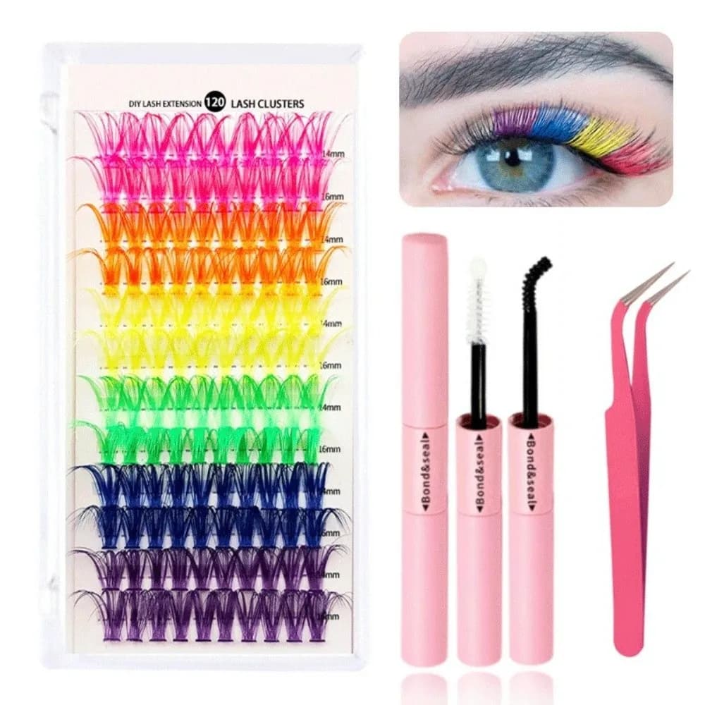 Set di 400 Ciglia Finte a Ciuffetti Colorate di Varie Lunghezze, Ciglia Fai-da-Te con Pinzette, Strumento per il Trucco, Mascara per Uso Personale